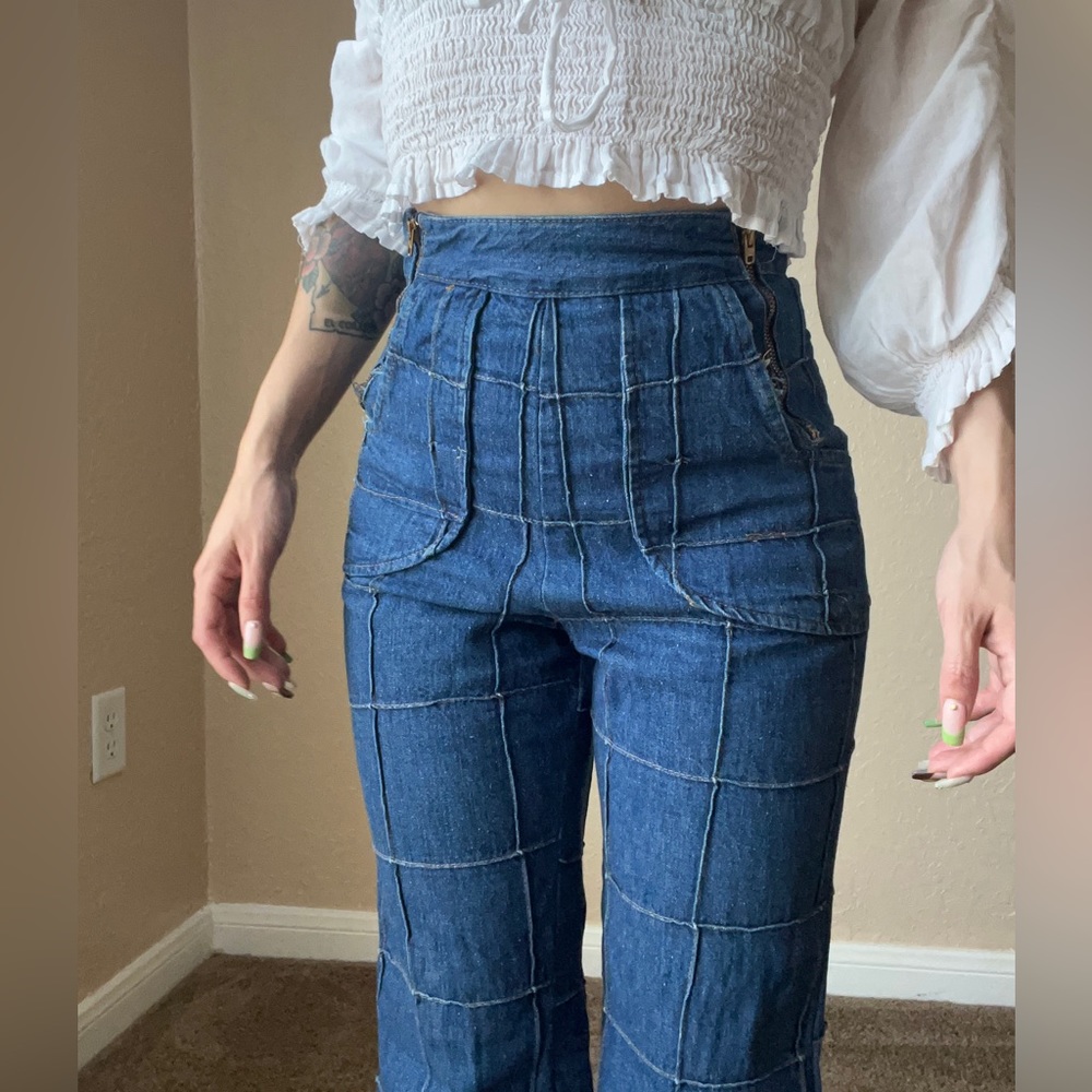 1970s Vintage Patchwork Bell Bottom Jeans